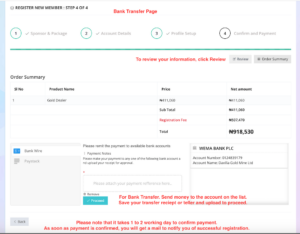 Davilla Gold Mine Bank Transfer